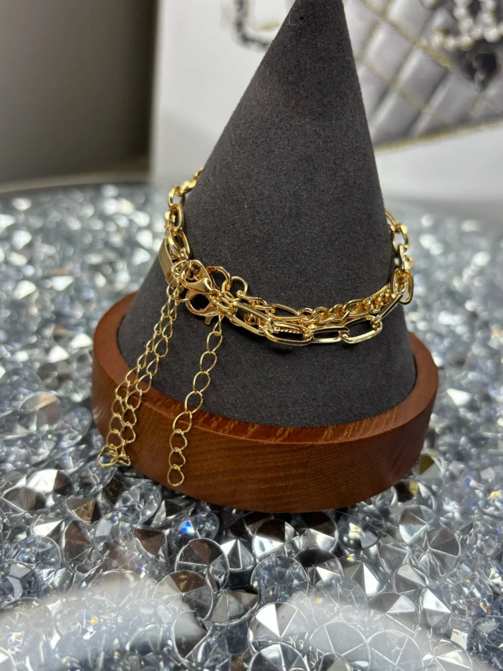 Gold tone Chain stackable Bracelet Set - Picture 5 of 7